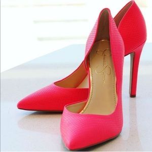 Jessica Simpson Hot Pink Snakeskin D'Orsay Pumps